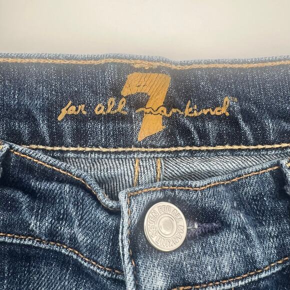 7 for all Mankind Boy Cut Jeans Womens 28 Blue Button Fly - Picture 7 of 9